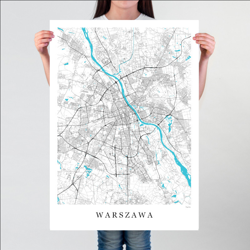 - plakat mapa Warszawy