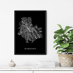WARSZAWA - plakat mapa Warszawy, cała