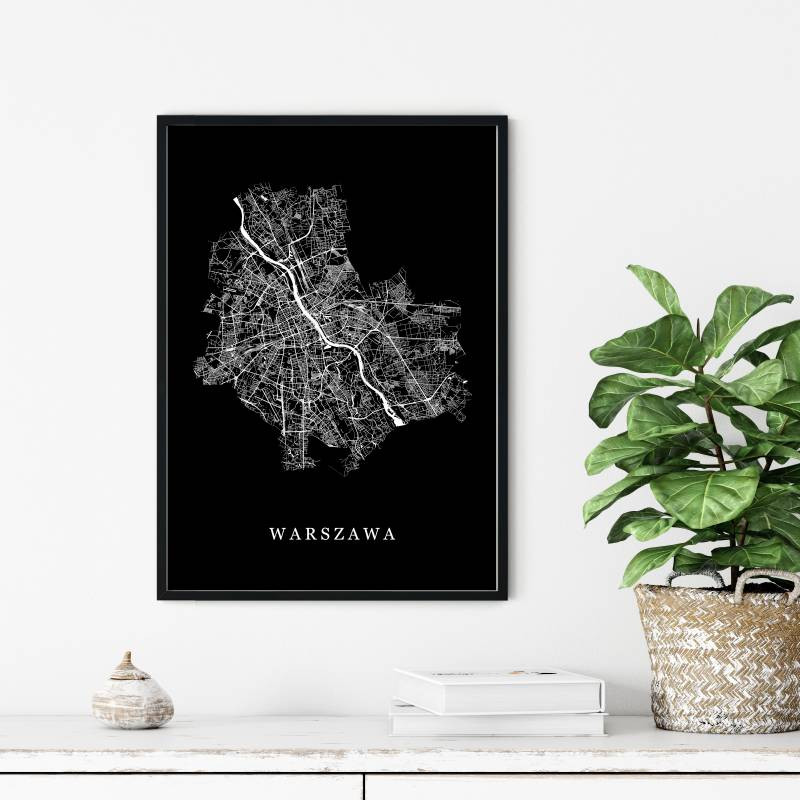 WARSZAWA - plakat mapa Warszawy, cała