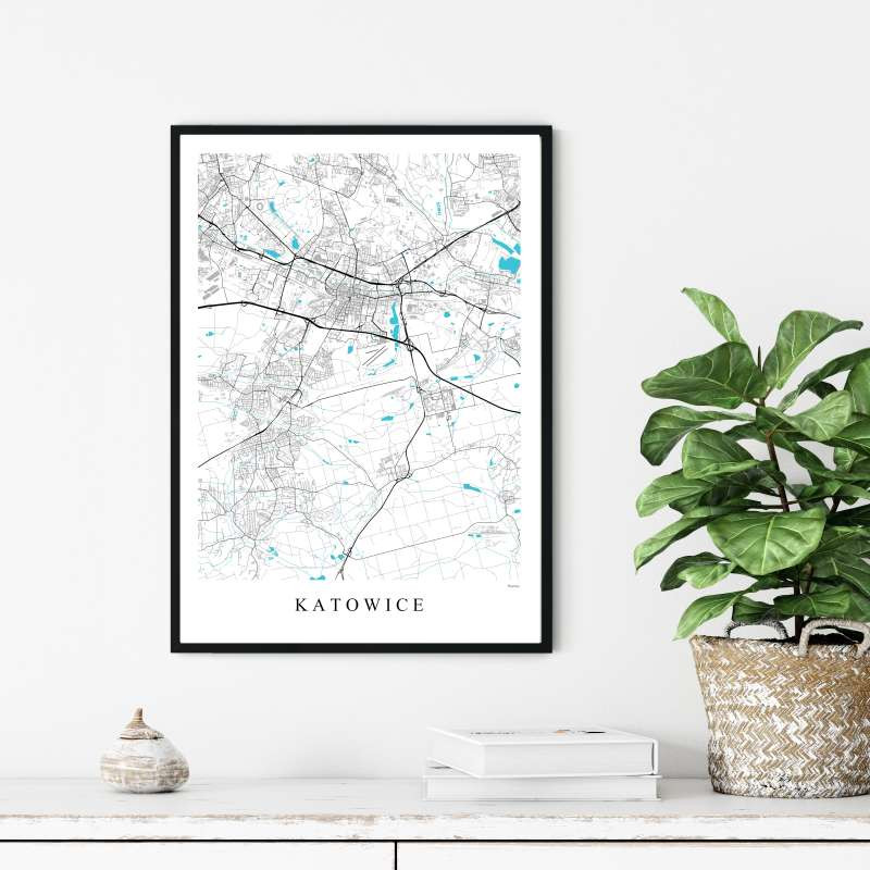 Katowice - plakat mapa Katowic