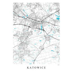 Katowice - plakat mapa Katowic