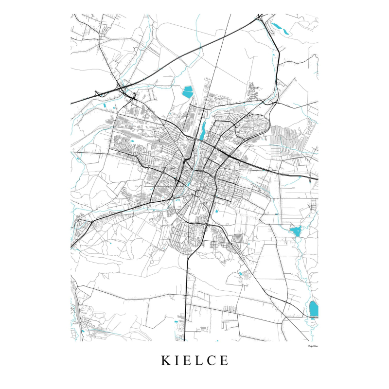 Kielce - plakat mapa Kielc