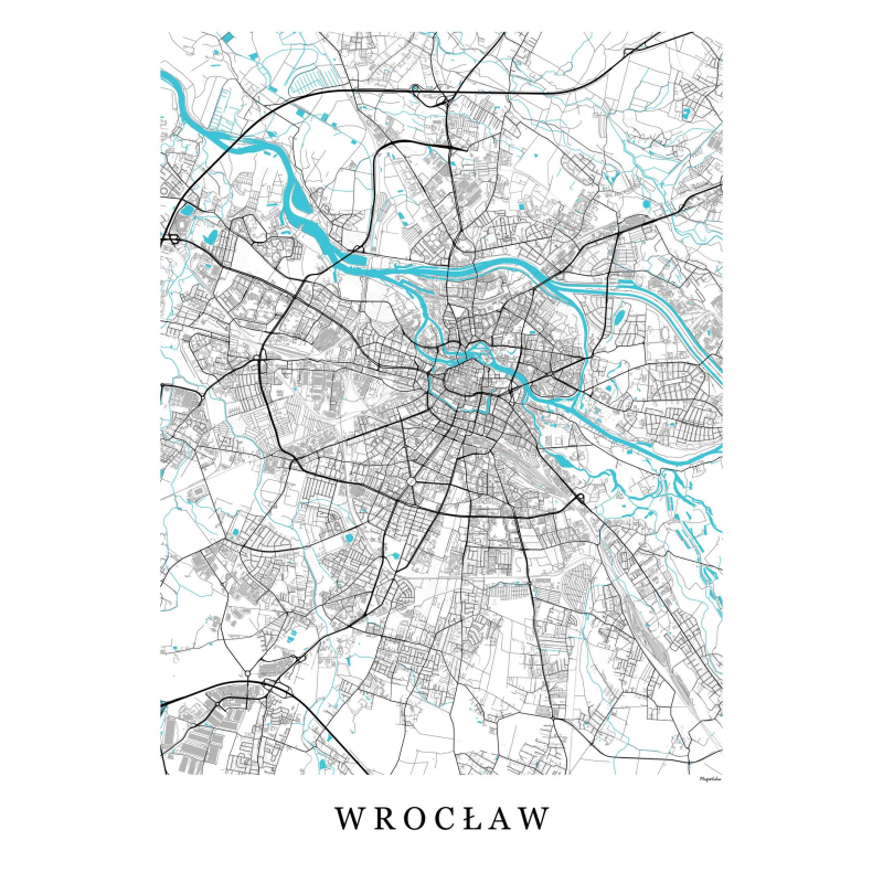 Plakat mapa Wrocław