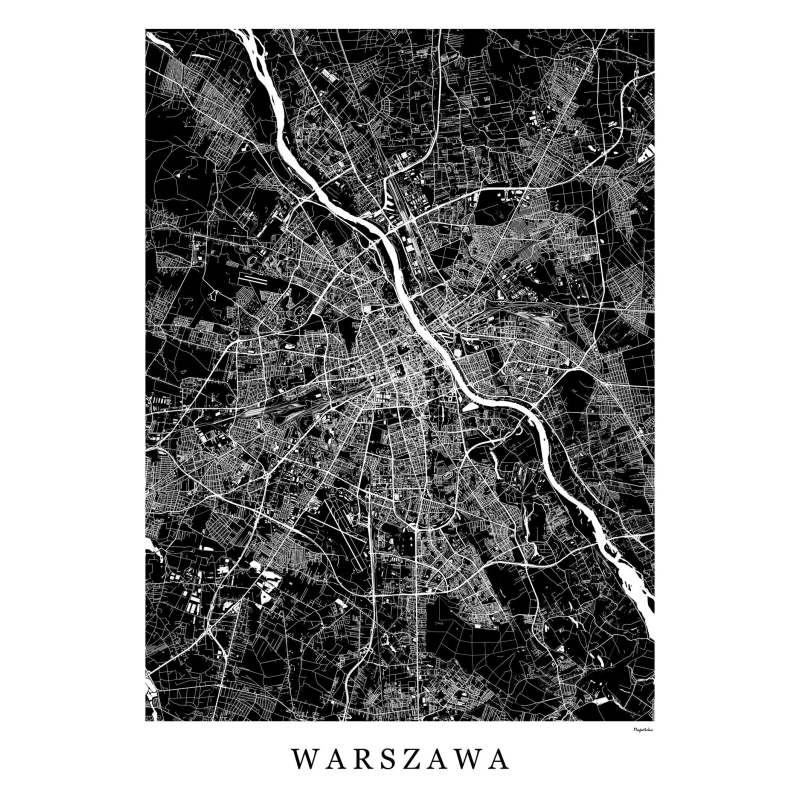 Plakat mapa Warszawa