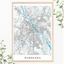 Warszawa - plakat mapa Warszawy