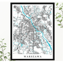 Warszawa - plakat mapa Warszawy