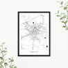 Kielce - plakat mapa Kielc z ramka, czarna woda