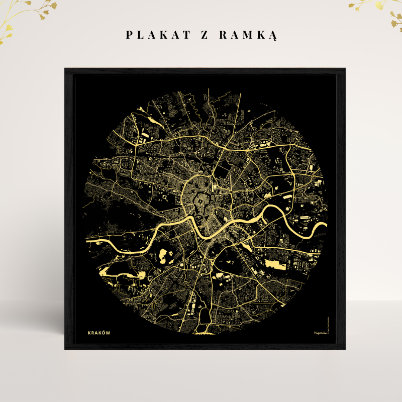 Złota Mapa Krakowa – Plakat w Ramie